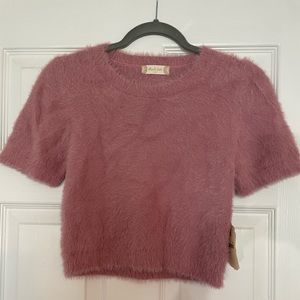 NEW Altar’d State Fuzzy Pink Short Sweater - Medium